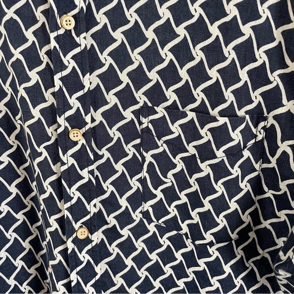 Surfside Supply Printed Linen Button Down Shirt Navy Blue Size Large - Picture 3 of 9